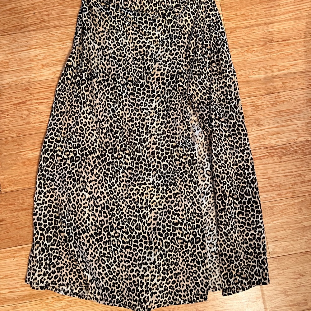 NWOT Motel Rocks Leopard Print Midi Skirt - Black & Cream